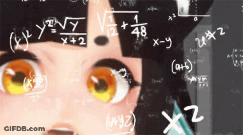 Girl's Face Surrounded By Math Equations GIF