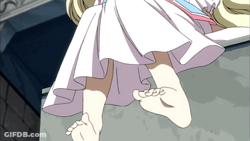 Girl's Feet In White Dress GIF