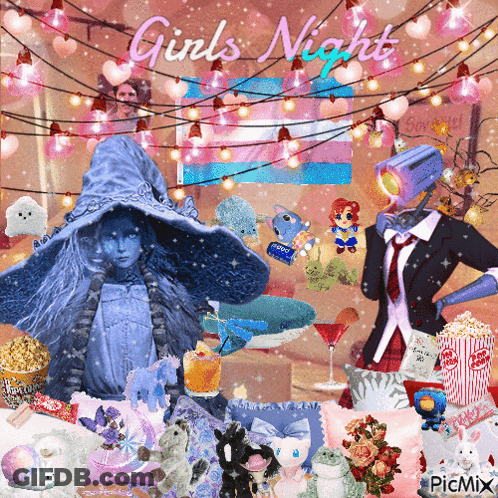 Girl's Night With Transgender Flag GIF