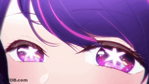 Girl's Purple Hair And Eyes Close Up GIF