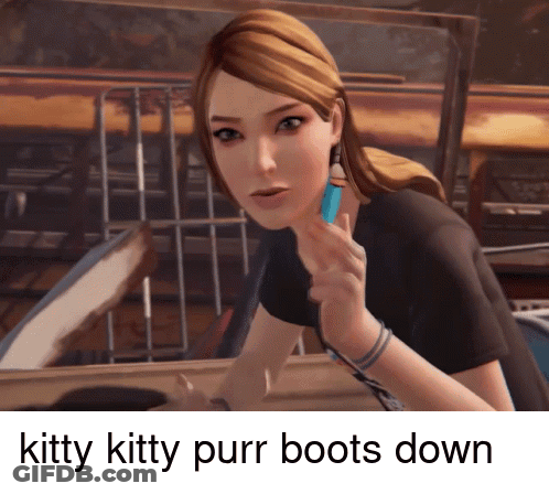 Girl Saying Kitty Kitty Purr Boots GIF