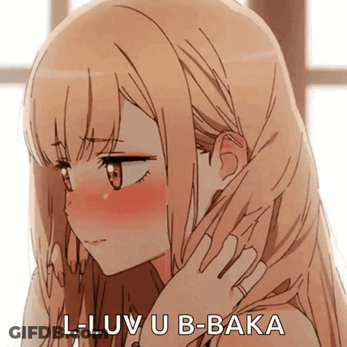Girl Saying L-Luv U B-Baka GIF