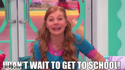 Girl Says I Can't Wait To Get To School GIF