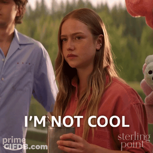 Girl Says I'm Not Cool In Front Of Man And Stuffed Animal GIF