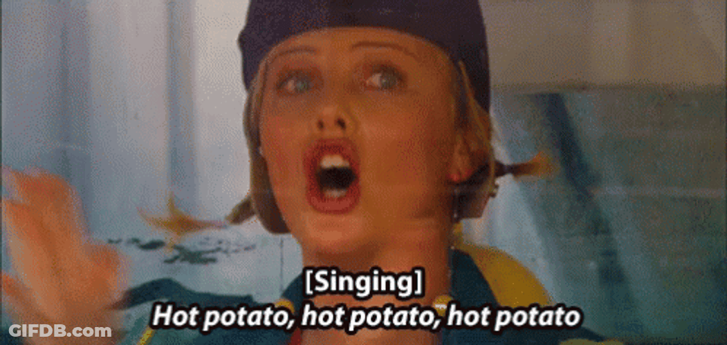 Girl Selling A Hot Potato GIF