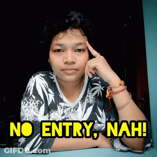 Girl Shaking Head No Entry GIF