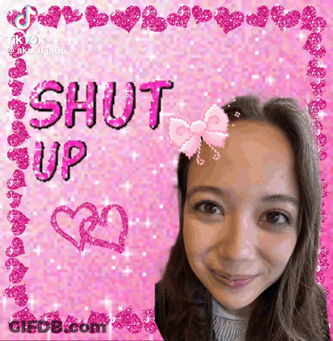 Girl Shut Up Pink Letters GIF