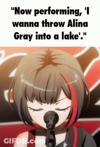 Girl Singing Into Microphone Now Performing Wanna Throw Alina Gray Into A Lake GIF