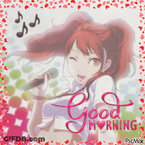 Girl Singing Into Microphone Saying Good Morning GIF
