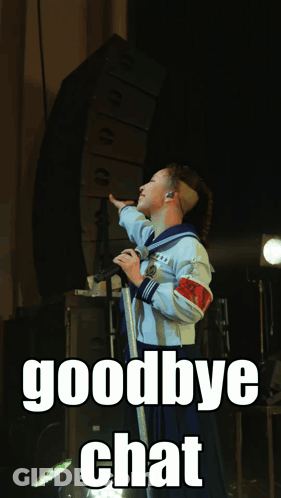 Girl Singing Into Microphone Saying Goodbye Chat GIF