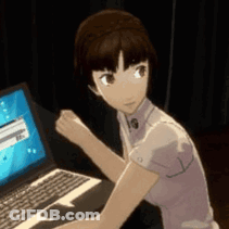 Girl Sitting At Desk With Laptop GIF
