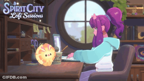 Girl Sitting At Desk With Spirit City LoFi GIF