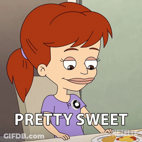 Girl Sitting At Table With Food GIF