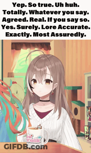 Girl Sitting At Table With Lore Mug GIF