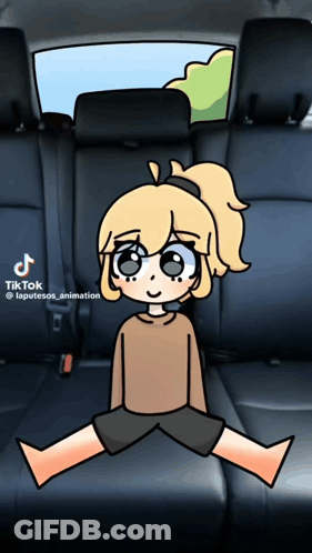 Girl Sitting In Back Seat Of Car With TikTok Watermark GIF