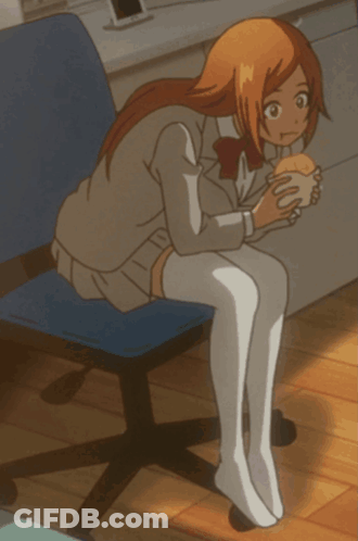 Girl Sitting In Chair Holding Hamburger GIF