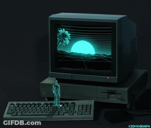 Girl Sitting In Front Of Computer With Head On Knees GIF
