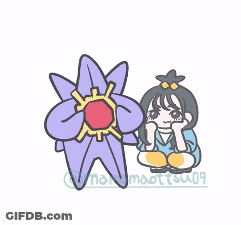 Girl Sitting Next To Purple Star #Momomootsu09 GIF