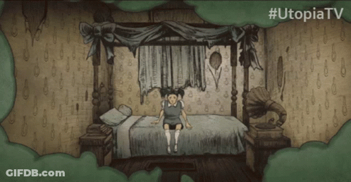 Girl Sitting On Bed #Utopiatv GIF
