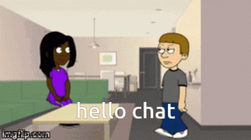 Girl Sitting On Couch Boy Walking Hello Chat GIF