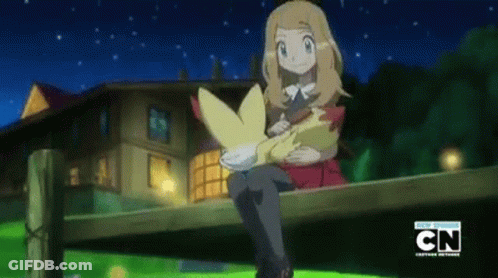 Girl Sitting On Fence Holding Pokemon GIF