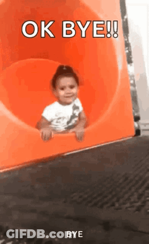 Girl Sitting On Orange Slide Ok Bye GIF