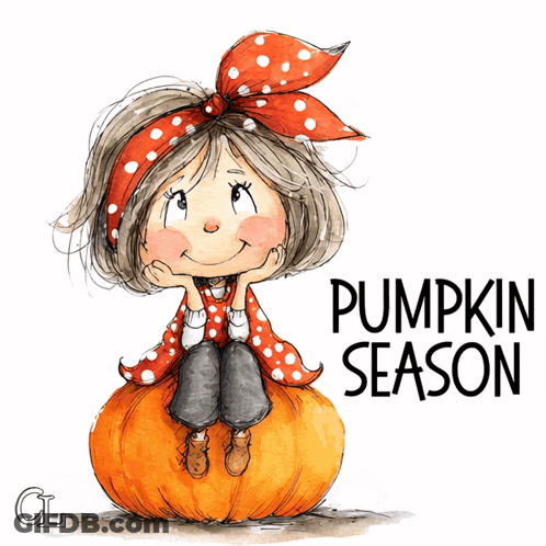 Girl Sitting On Pumpkin Saying Pumpkin Season GIF