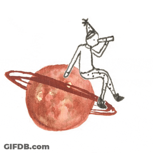 Girl Sitting On Saturn GIF