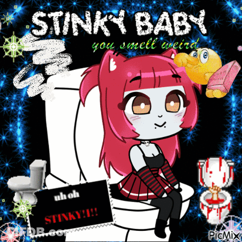 Girl Sitting On Toilet Stinky Baby GIF