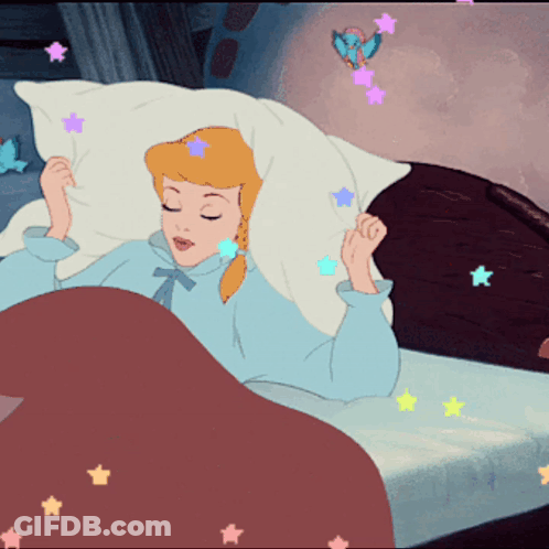 Girl Sleeping In Bed With Stars GIF