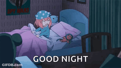 Girl Sleeping In Bed With Stuffed Animal Saying Good Night GIF