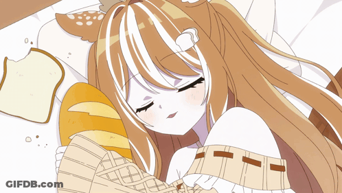 Girl Sleeping With Bread Slice GIF