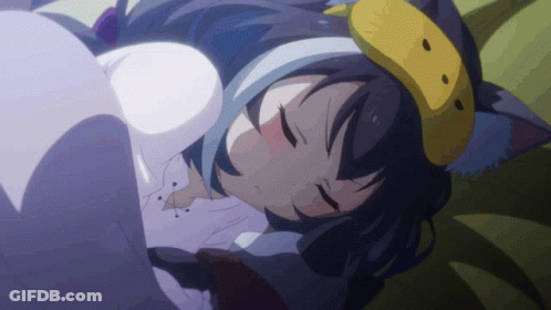 Girl Sleeping With Yellow Duck Headband GIF