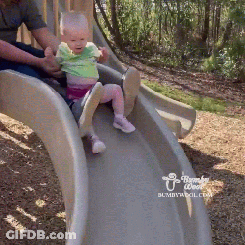 Girl Sliding Down Slide Bumbywool.com GIF