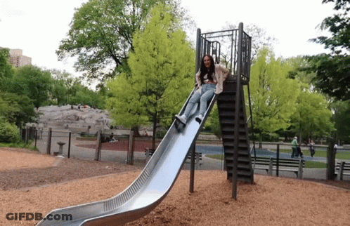 Girl Sliding Down Slide Bumbywool.com GIF