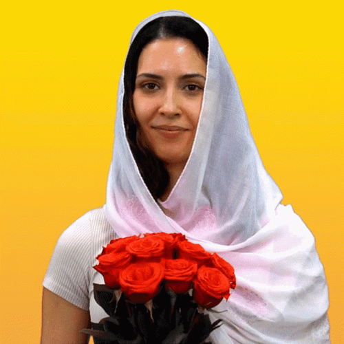 Girl Smelling Happy Valentines Day Flowers GIF