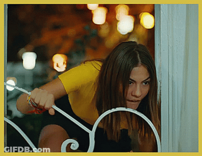 Girl Sneak Out Higher Floor GIF