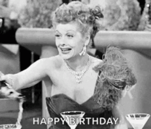 Girl Spills Happy Birthday Wine GIF