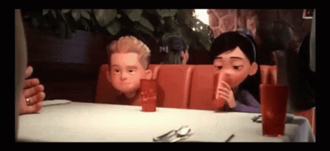 Girl Spit Water At Restaurant Table Coughing GIF