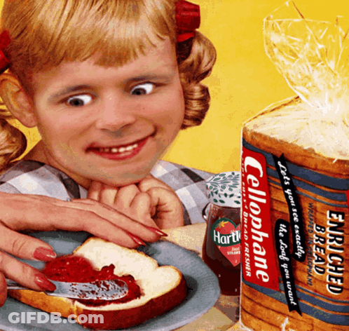 Girl Spreading Jam On Bread GIF