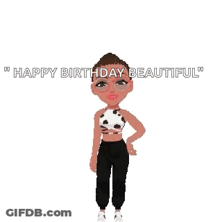 Girl Standing Before Happy Birthday Sign GIF