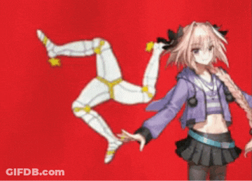 Girl Standing Before Red Background With Man's Legs Drawing GIF