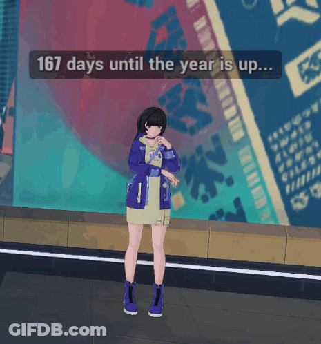 Girl Standing Before Wall 167 Days Left GIF