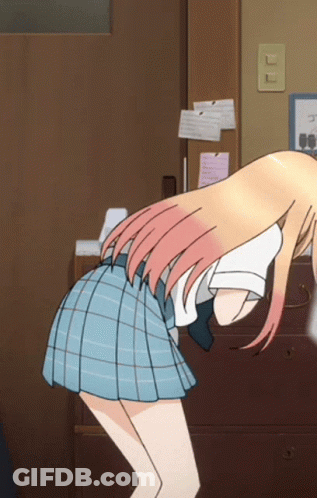 Girl Standing In Blue Plaid Skirt GIF