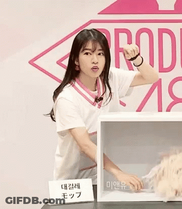 Girl Standing In Front Of Box Saying I'm A Girl GIF