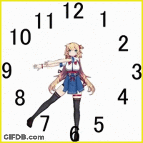 Girl Standing In Front Of Clock GIF