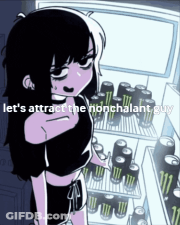 Girl Standing In Front Of Fridge Full Of Monster Energy Drinks GIF