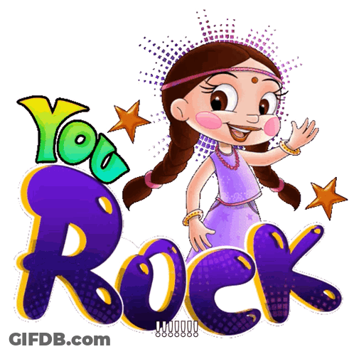 Girl Standing In Front Of Sign Saying You Rock GIF
