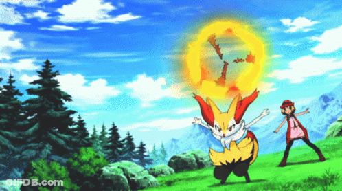 Girl Standing Next To Fox With Circle Of Fire GIF