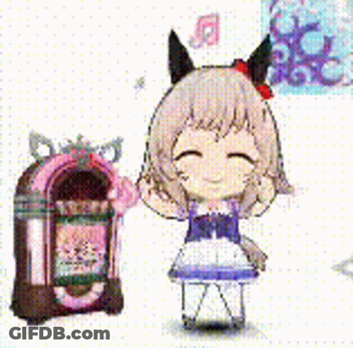 Girl Standing Next To Jukebox Smiling GIF
